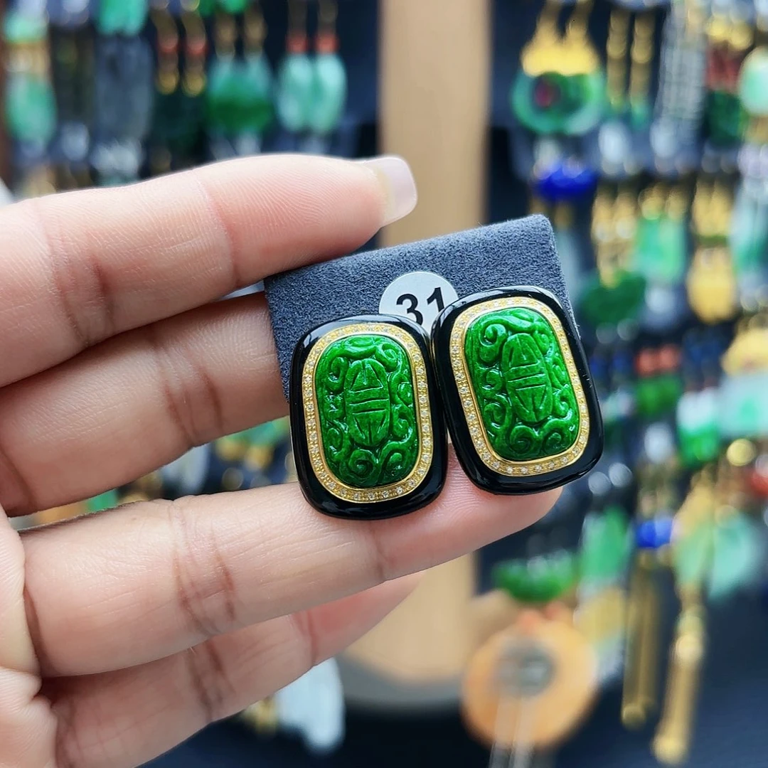 任****翡翠未镶嵌耳饰耳坠