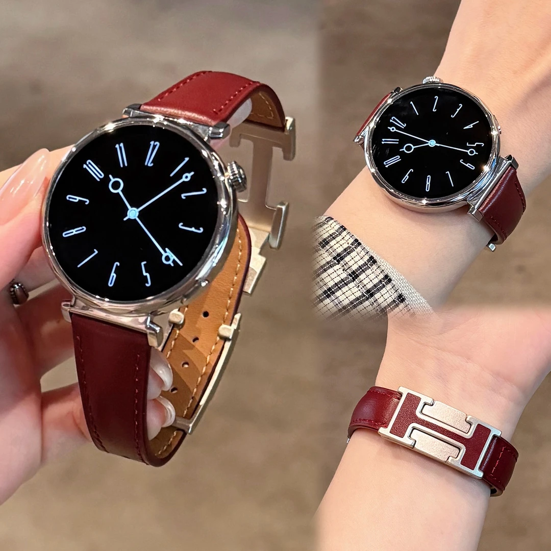 适用华为gt6女士gt5表带真皮H磁吸扣华为手表表带FIT34watch45gt4