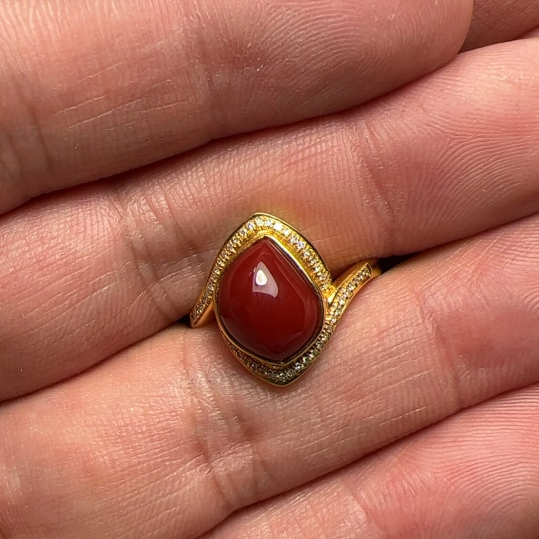 南红玛瑙戒指18K金镶嵌J****h