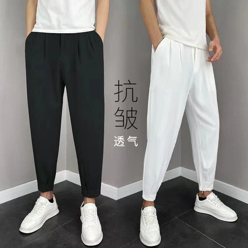 春秋季西裤男垂感直筒休闲裤痞帅束脚宽松百复古男士垂感阔腿西裤