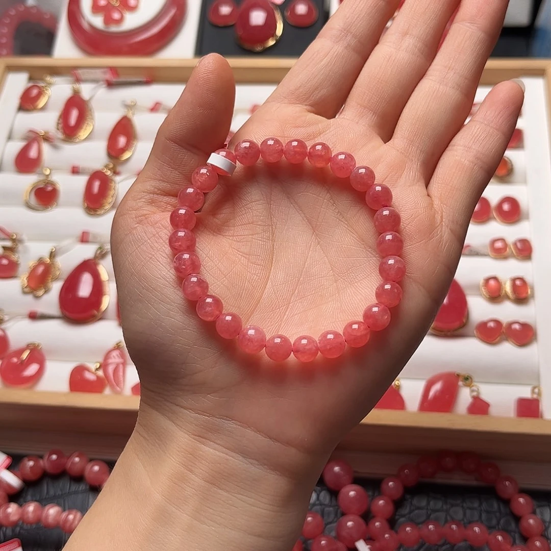 菱锰矿（红纹石）未镶嵌手绳