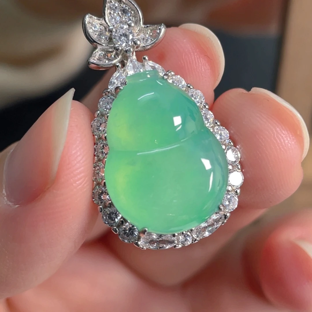 翡翠银S925镶嵌吊坠(不含链)