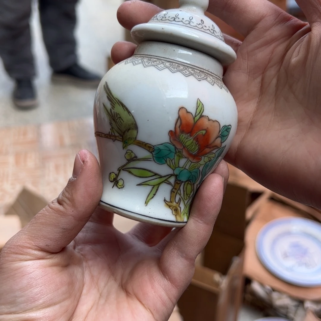 其他陶手绘花鸟小号将军罐