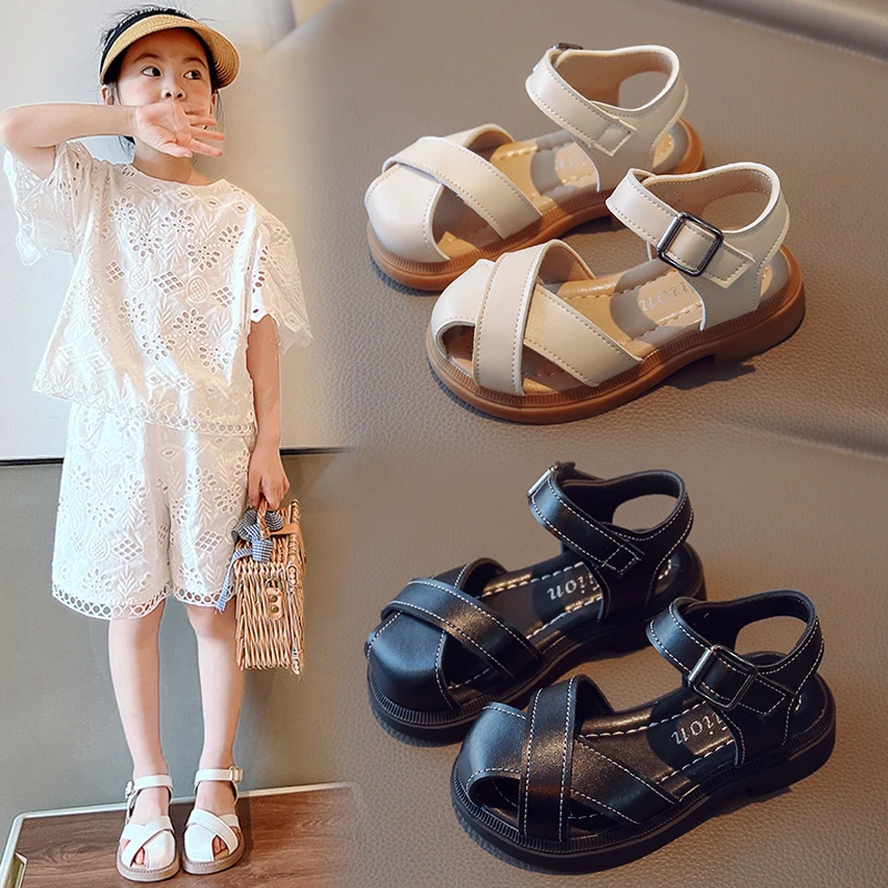 夏款2025新款镂空包头女童公主鞋软底儿童鞋子宝宝鞋子女童凉鞋