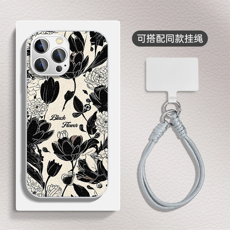 适用于苹果16华为OPPO小米VIVO百搭个性金属漆小羊皮手机壳HA0409