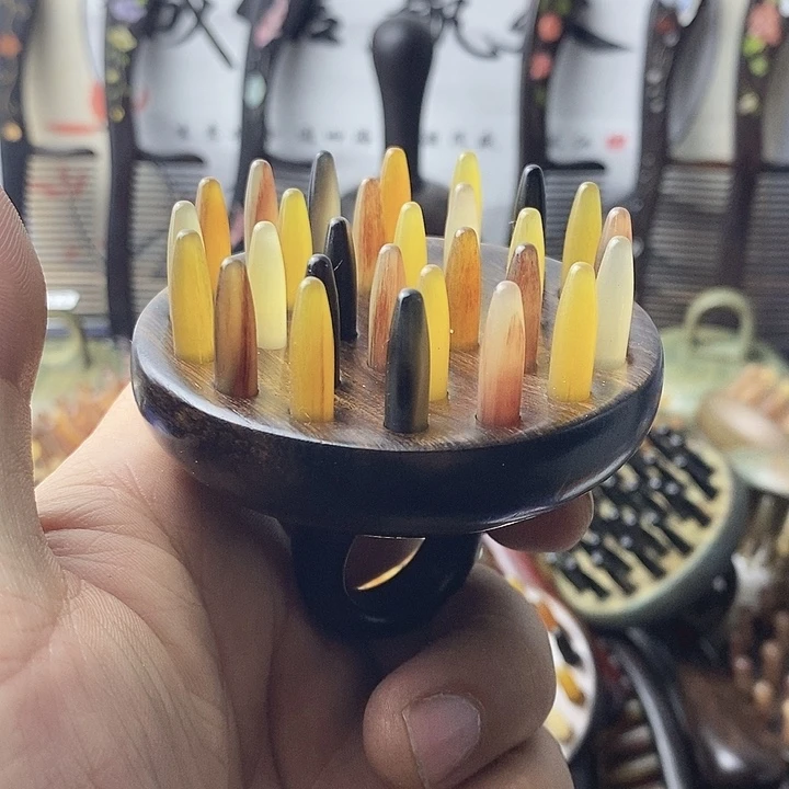 紫光檀紫光檀羊角按摩梳