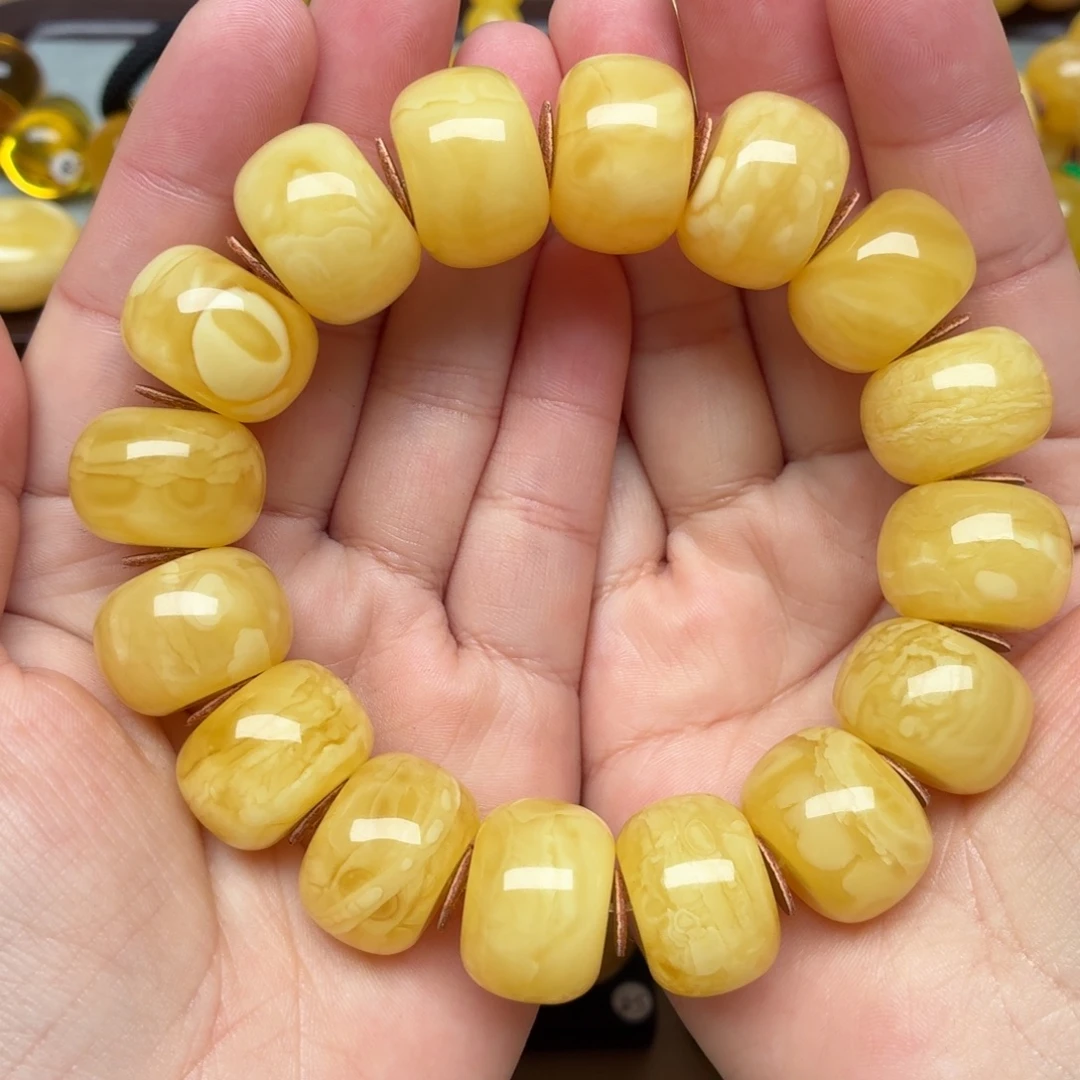 蜜蜡未镶嵌裸石蜜蜡19+墩子手串