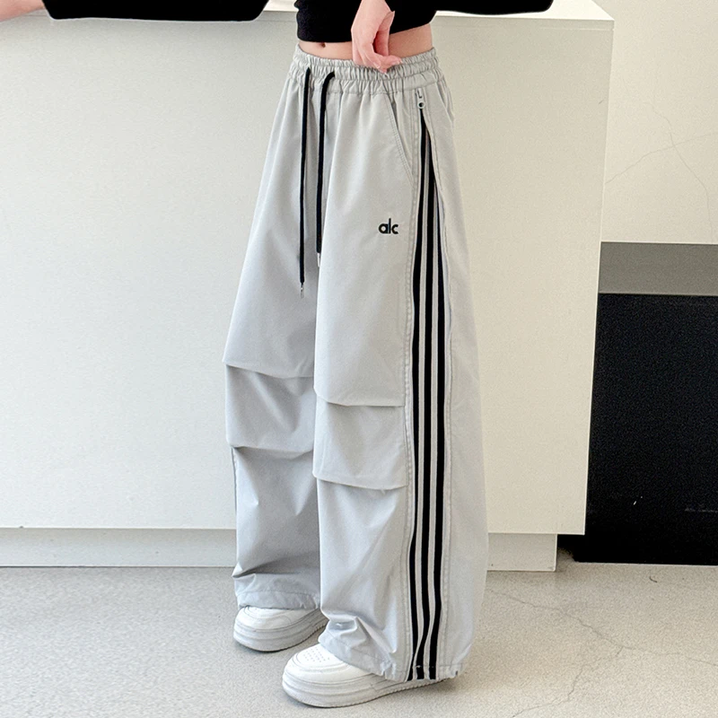 儿童春秋装2025年大女童装弯刀裤子宽松运动裤夏季薄款阔腿直筒裤