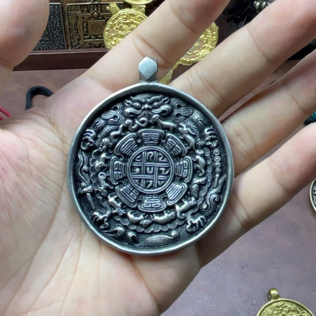 诗***方白铜麟甲熊九宫八卦牌