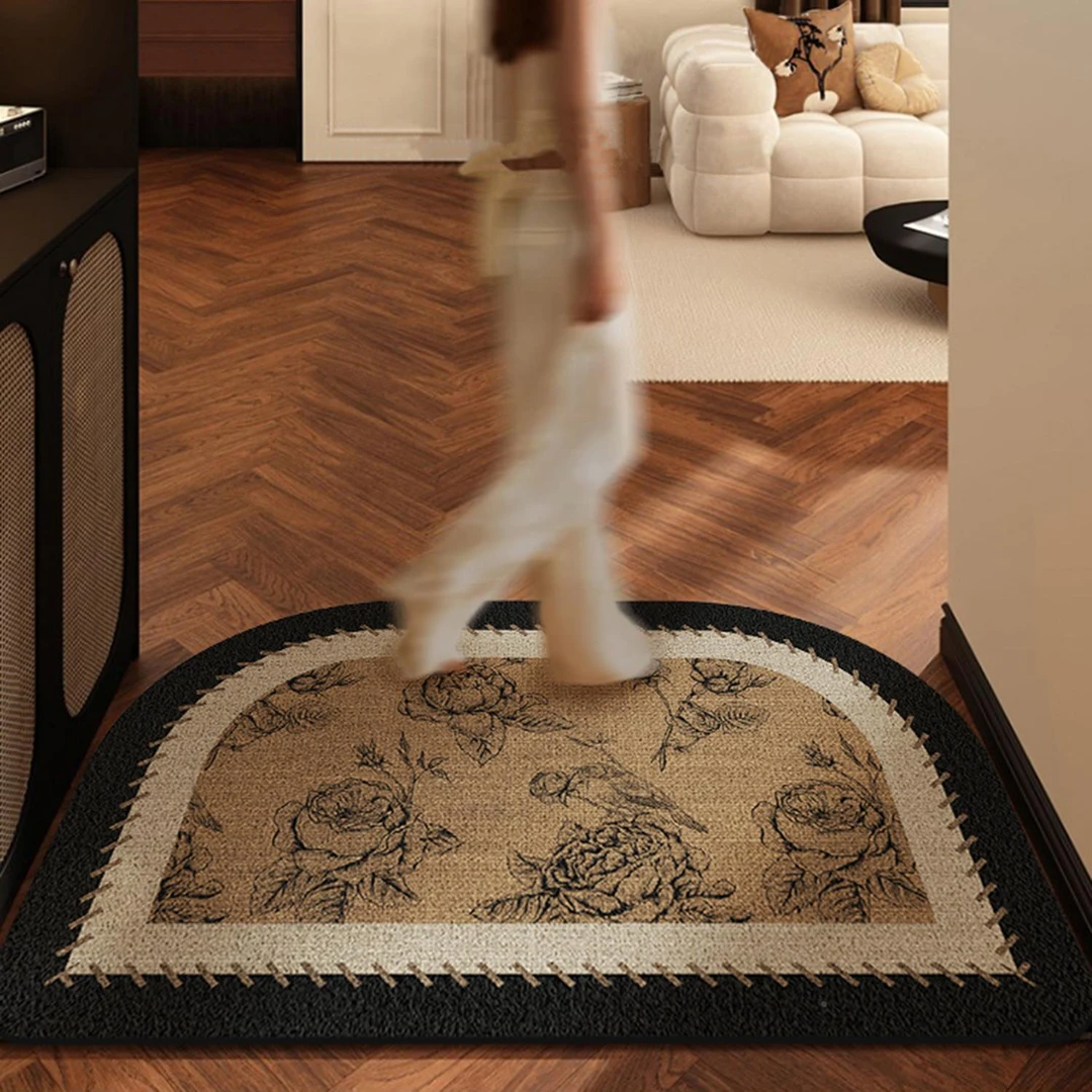 圈绒中古风入户门地垫家用门口进门耐脏防滑脚垫复古高级感可裁剪