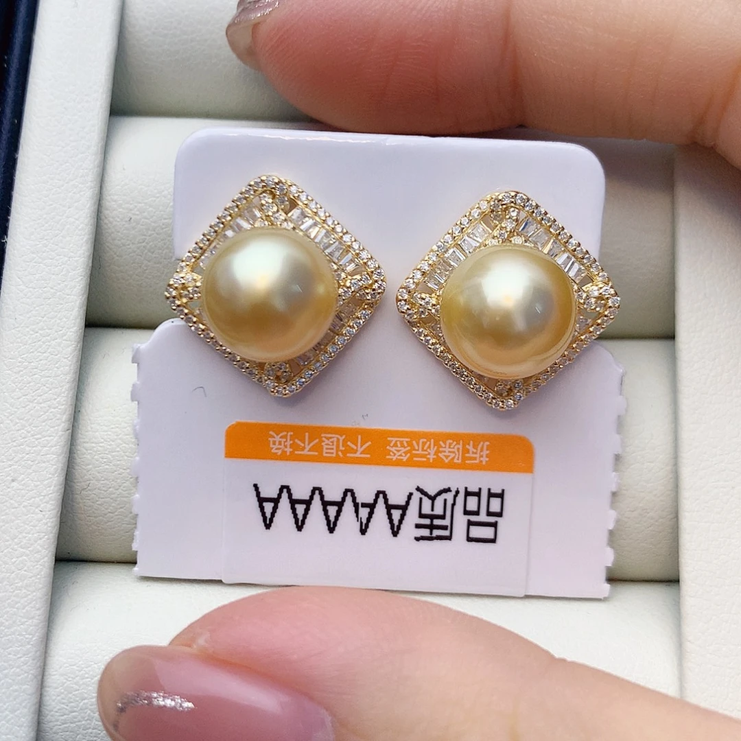 海水珍珠银S925镶嵌耳饰W51