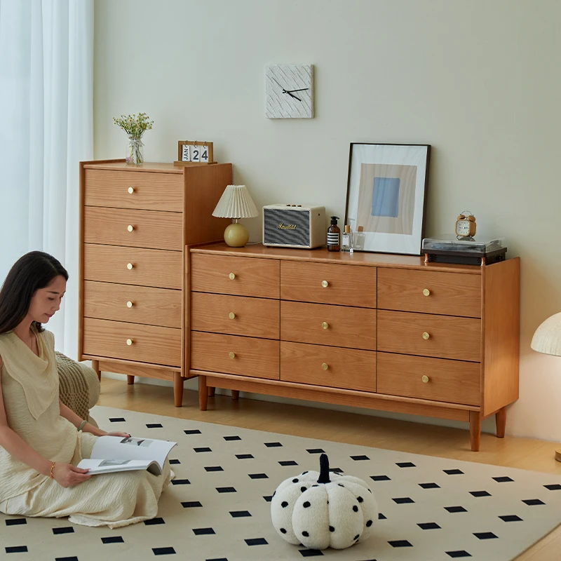 繁丰五斗柜卧室床尾柜实木置物柜客厅储物柜靠墙抽屉柜斗橱收纳柜