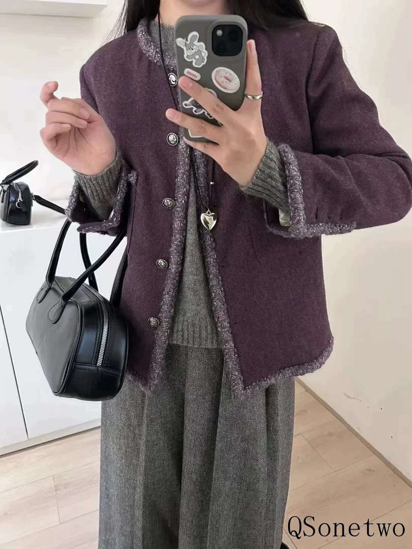 【鹅绒紫羽绒】高定小香保暖高级羽绒外套