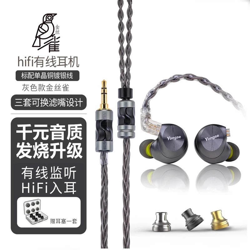 扬仕 hifi重低音双腔体入耳式有线耳机 typec升级线音乐监听耳塞