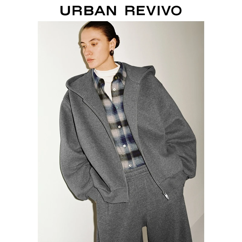 UR2026春季新款女装休闲日常连帽拉链超宽松外套UWH150104