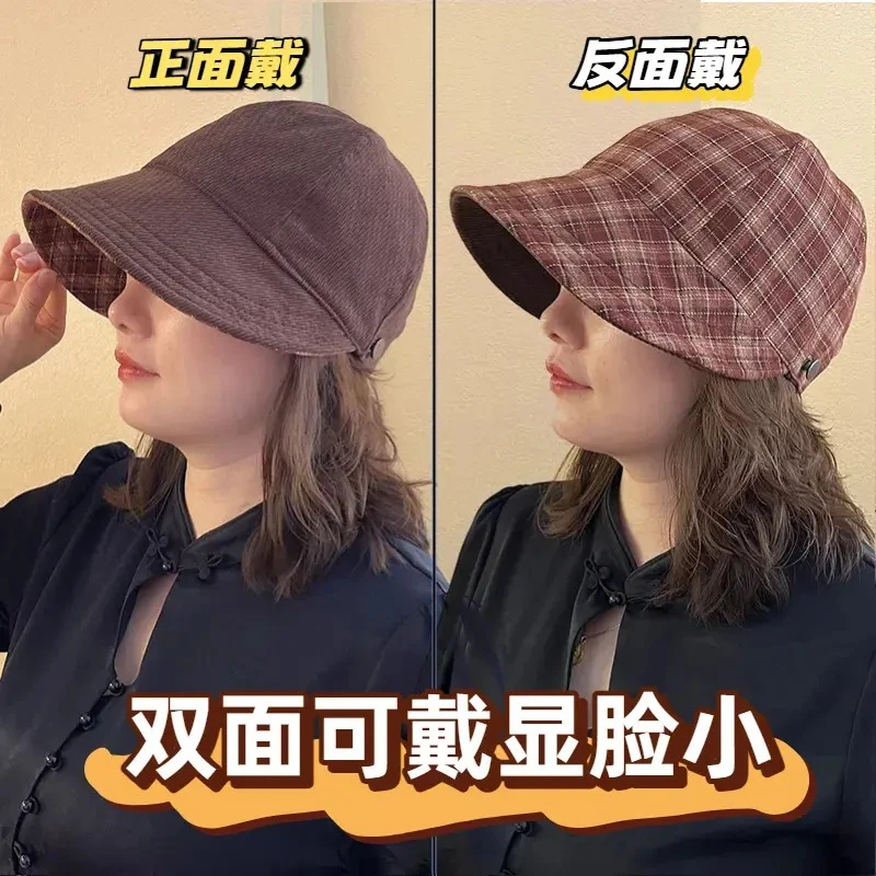 新双面露思款帽子女秋冬季复古风保暖马术帽显脸小休闲时尚鸭舌帽