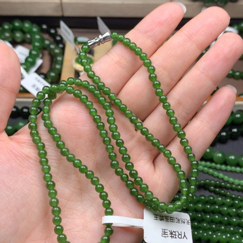【闪购商品】颈饰未镶嵌和田玉（碧玉）4m辣绿无黑