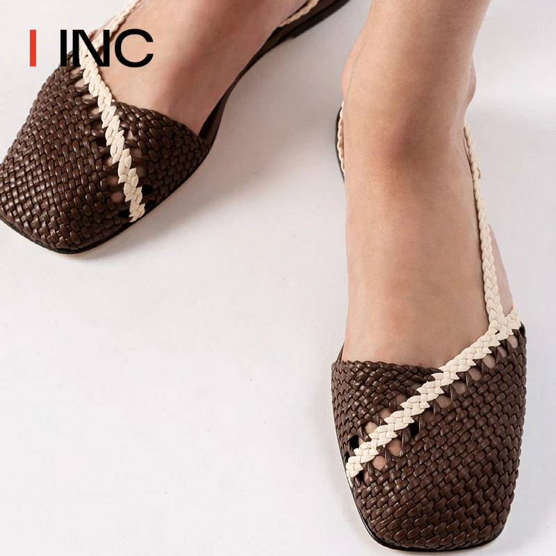 HEREU 25SS搭扣手工编织拼色凉鞋春夏新款设计感休闲百搭鞋子女