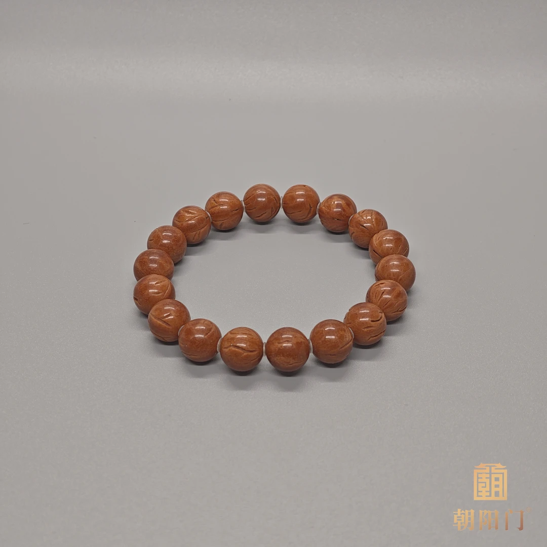 【0301】桃核圆珠手串12mm左右龙纹桃核精工打磨男女同款有纹路