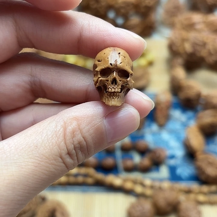 过***丶手串/手链核桃桃核雕刻精工小骷髅单粒