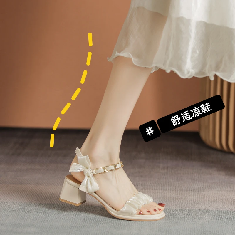 高跟凉鞋2025年新款洋气爆款粗跟女款夏季时尚仙女鞋子配裙子