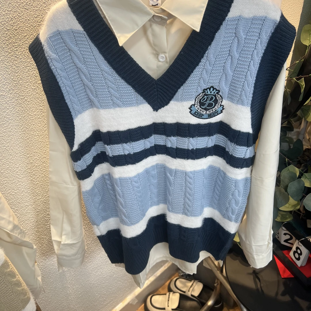 真两件衬衣毛衣马甲蓝色2169 咖色 2170