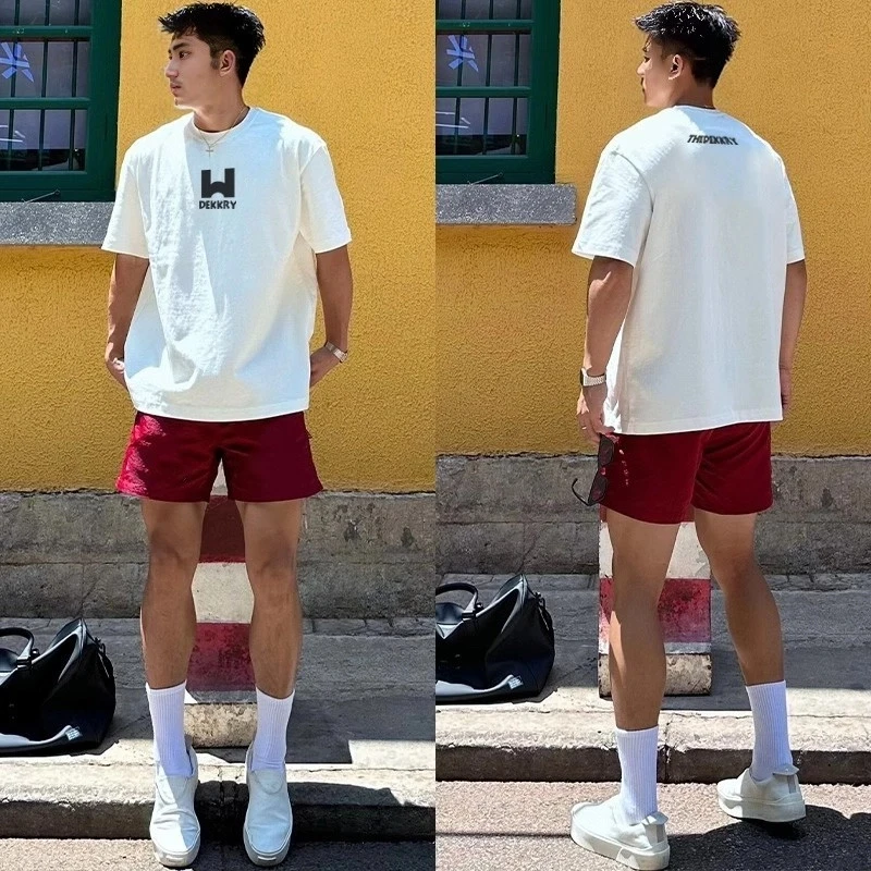 美式街头字母印花纯棉短袖t恤男夏季街头百搭宽松情侣款上衣白色