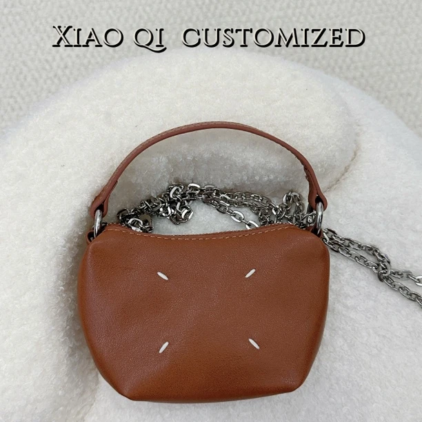 Xiao Qi进口头层牛皮斜挎小包饺子包个性时尚手提包多功能轻奢包