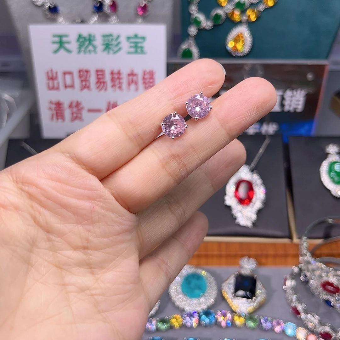 蓝宝石耳饰银S925镶嵌d 24