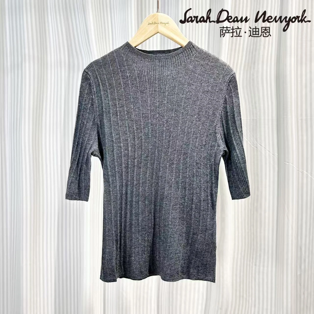 【萨拉迪恩】羊毛衫时尚休闲百搭灰色圆领简约气质