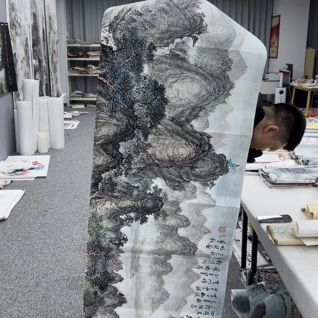 山***水国画纯手工制作的