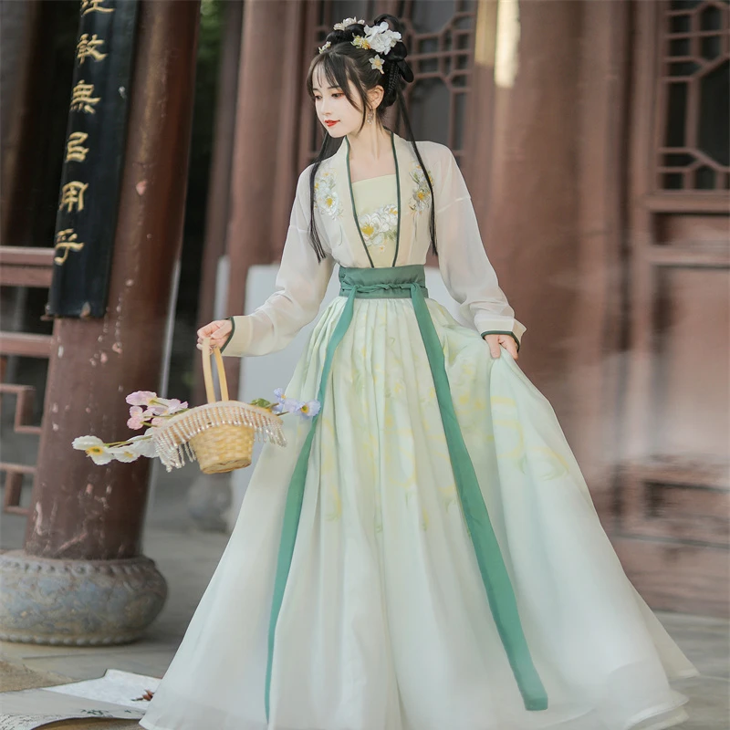 2025新款宋制夏秋季女成人印花中国风飘逸古风新中式汉服日常可穿