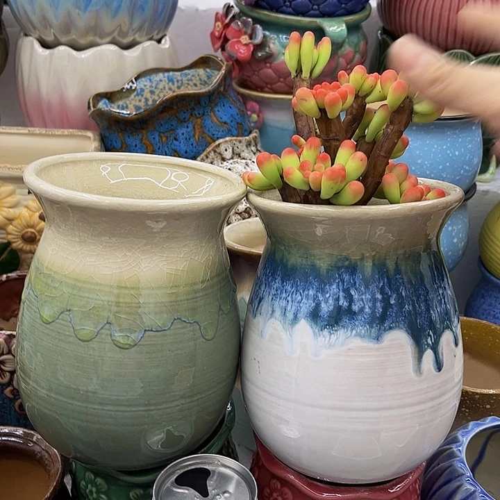多肉绿植陶瓷花盆9.9包邮，有空
