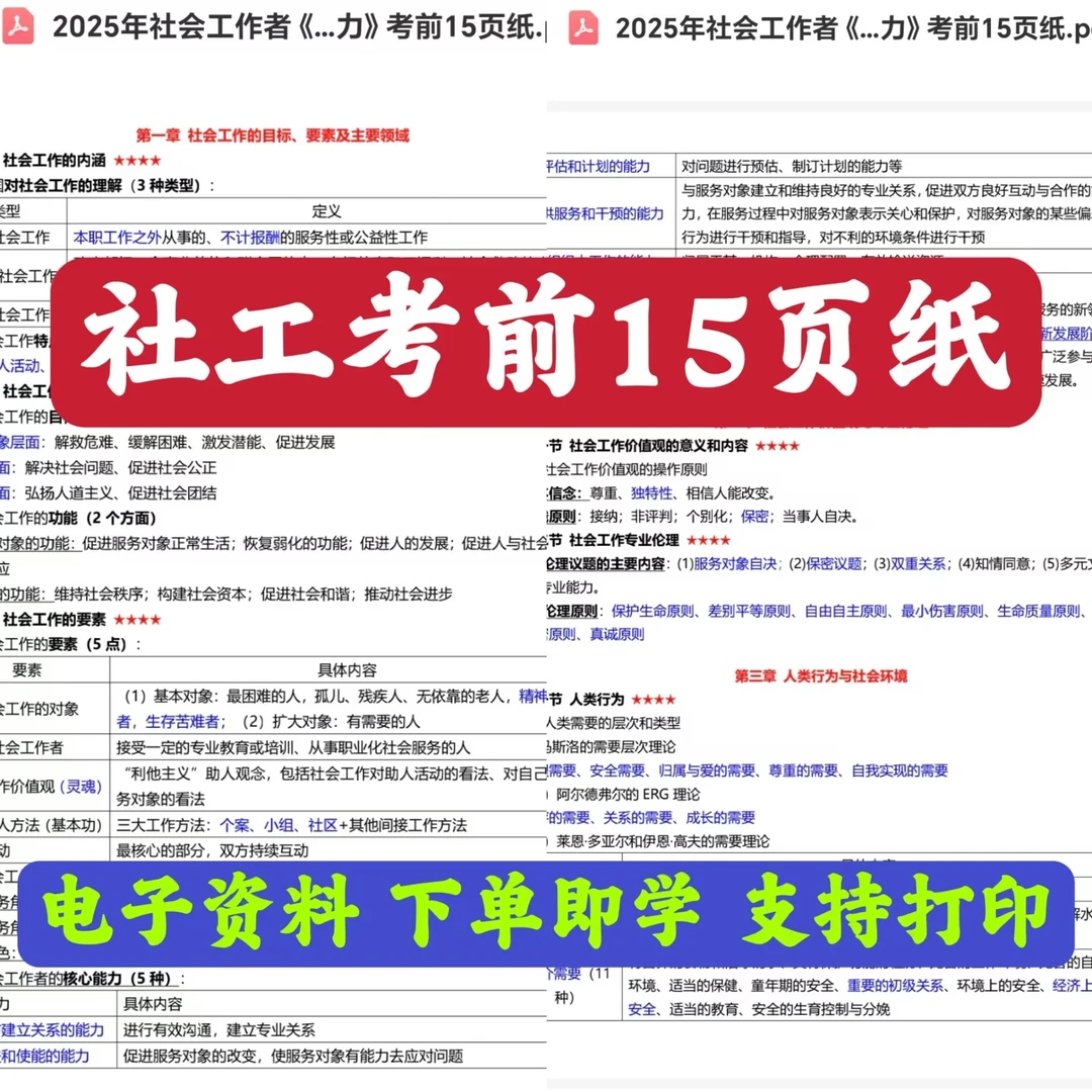 25社会工作者四色笔记考前15页纸社工口袋书预测卷社工冲刺AB卷