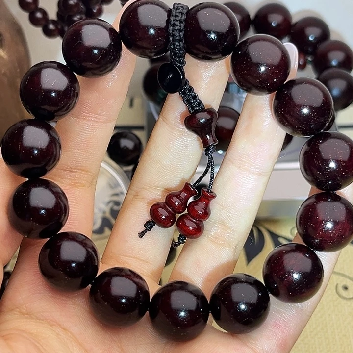 手串/手链小叶紫檀1.5x15带金星酒红底