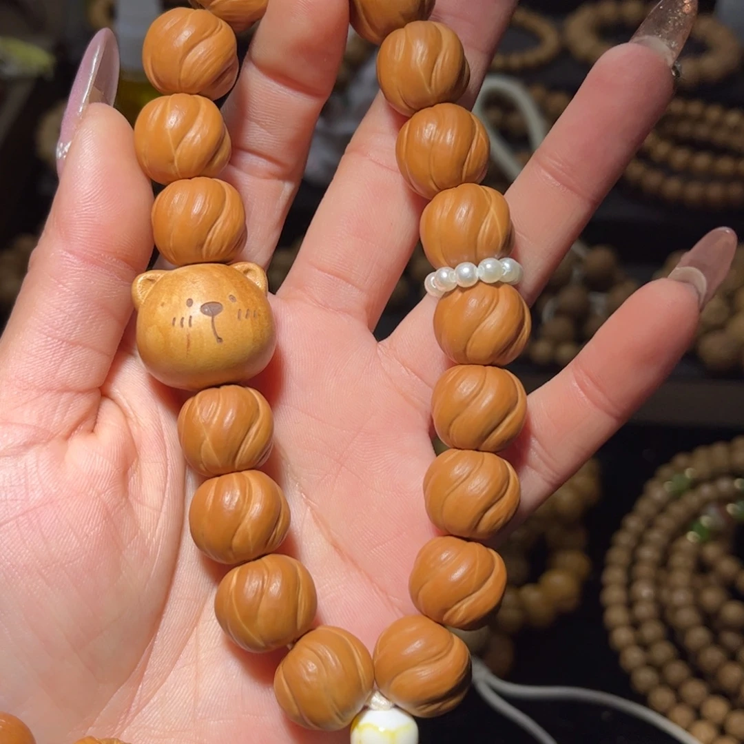 猴头核桃吊坠14聚宝盆料雕刻定风珠手持全品无瑕无药