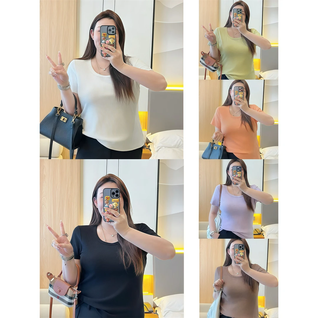 神户少女 / 加厚磨毛短袖T恤13976花契200斤胖MM春季新款时尚显瘦