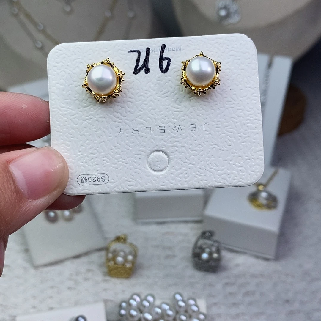 淡水珍珠耳饰银S925镶嵌