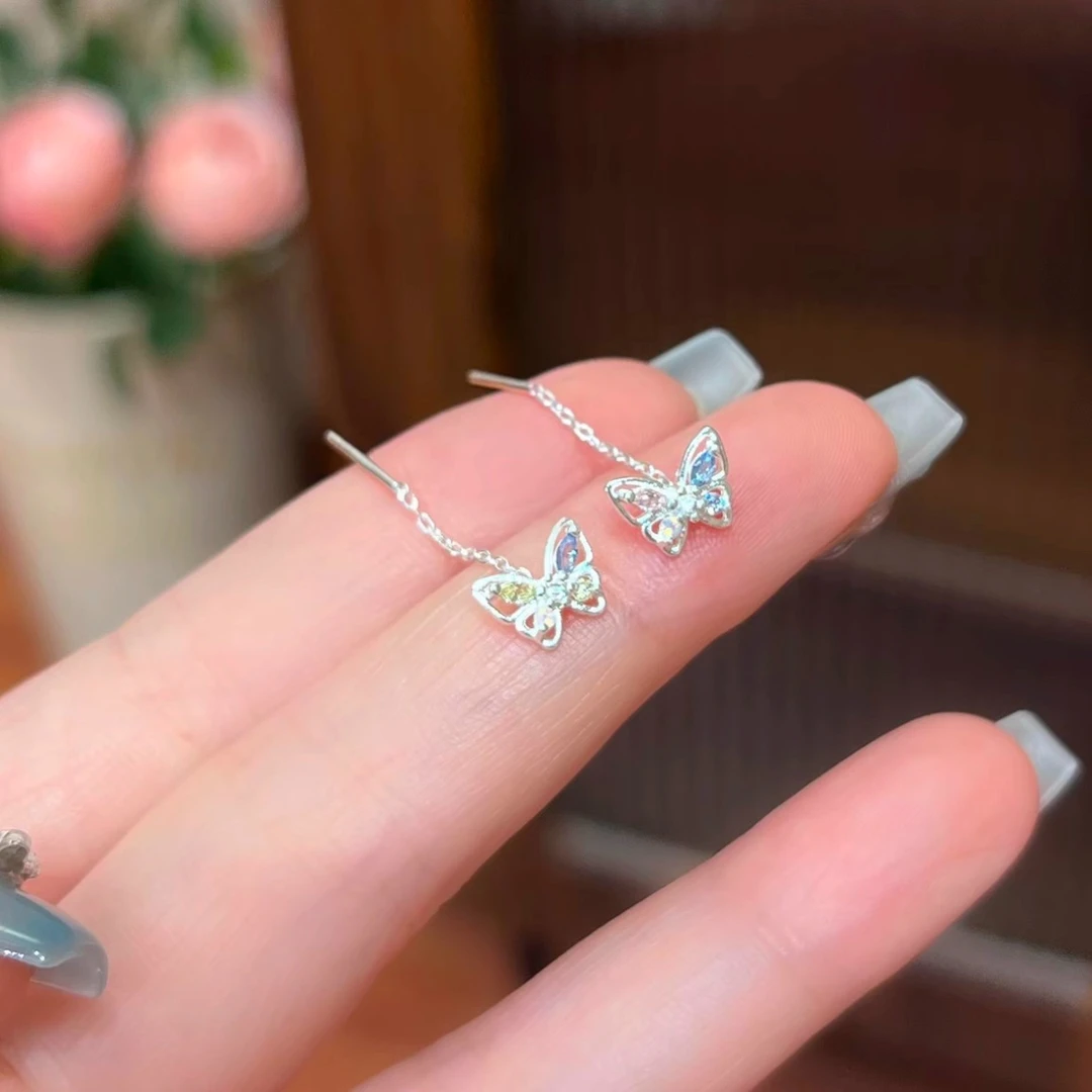 合金耳饰 2025新款炫彩蝴蝶耳线超仙甜美精致耳环女气质氛围感简
