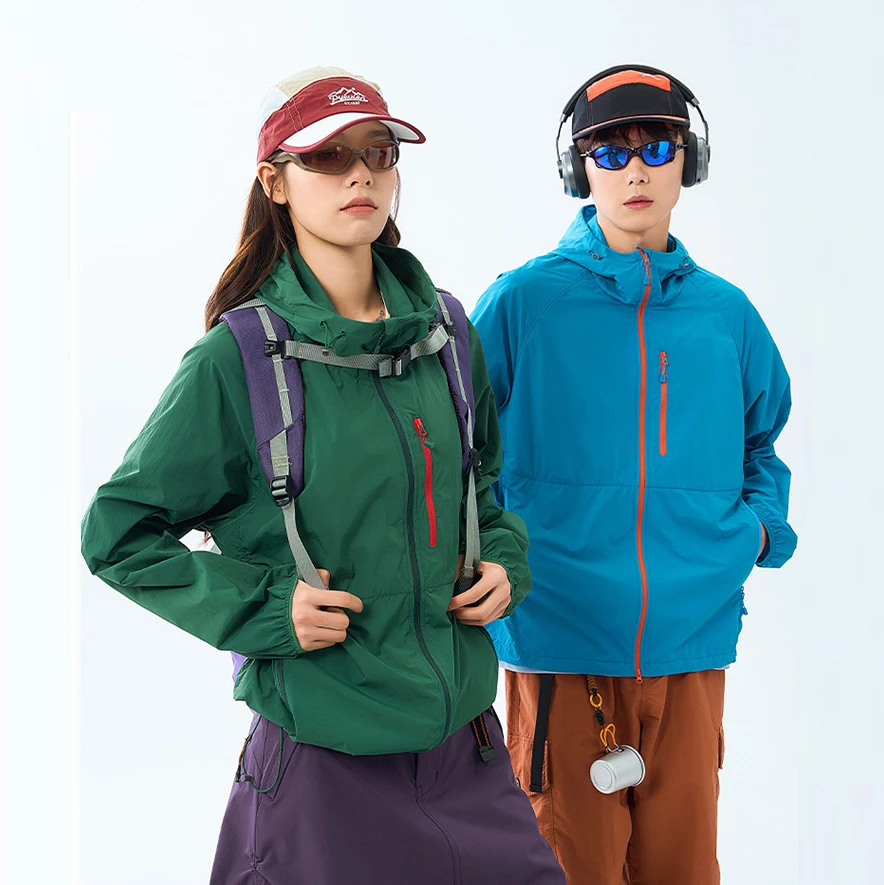 夏季山系户外运动原纱防晒衣男女休闲连帽透气UPF50+防紫外线外套