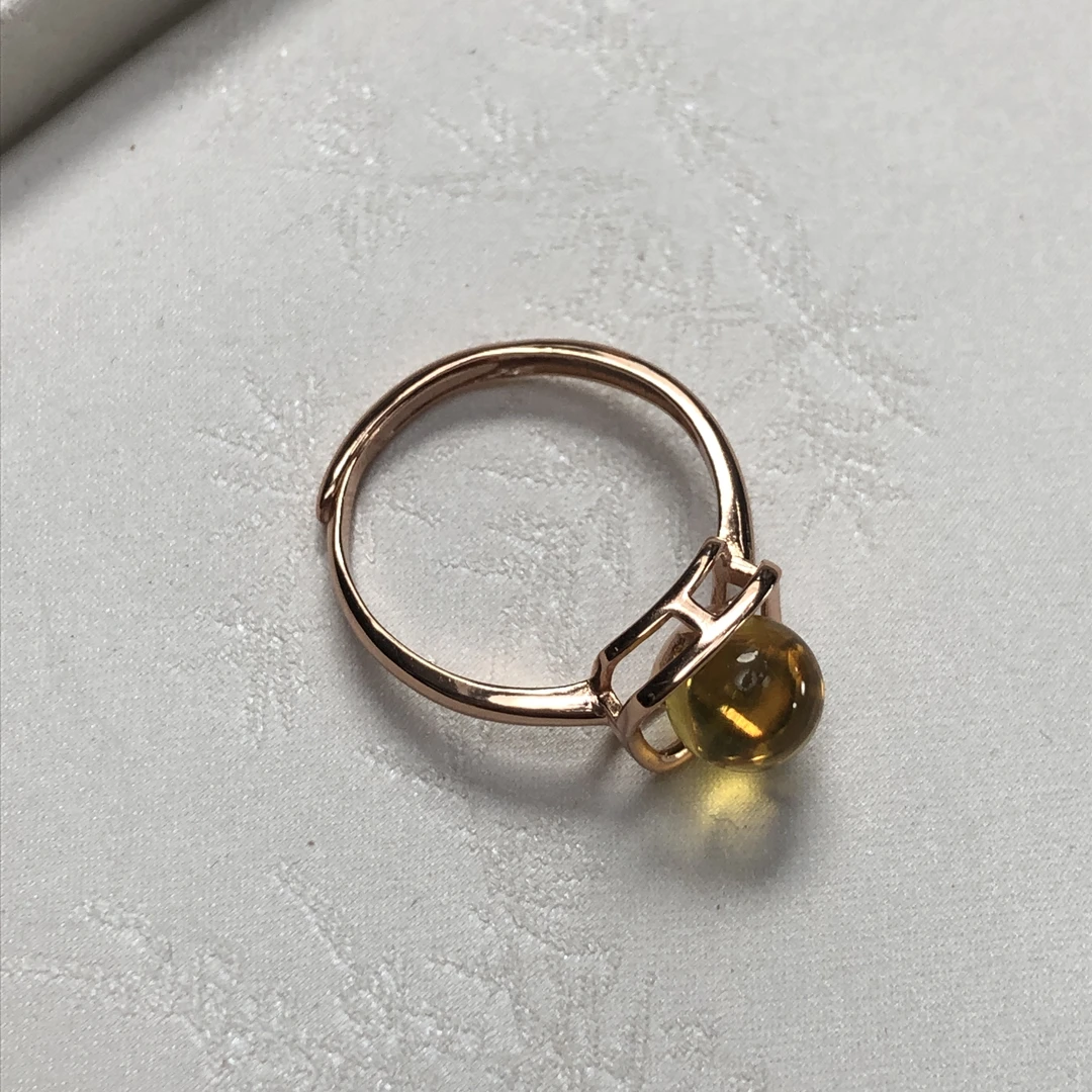 【亿轩珠宝】ZX蓝珀圆珠戒指7mm+