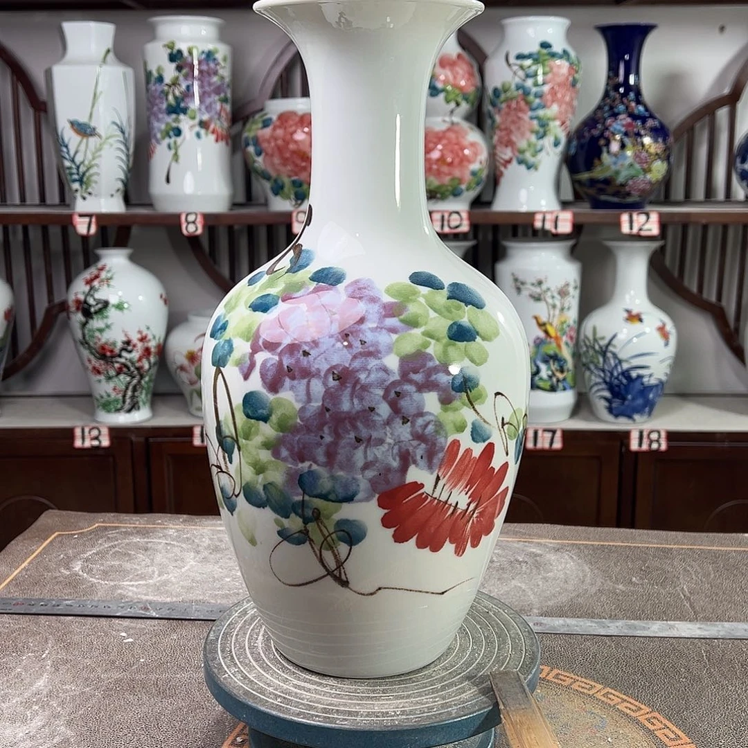 陶摆件景德镇陶瓷棒紫藤