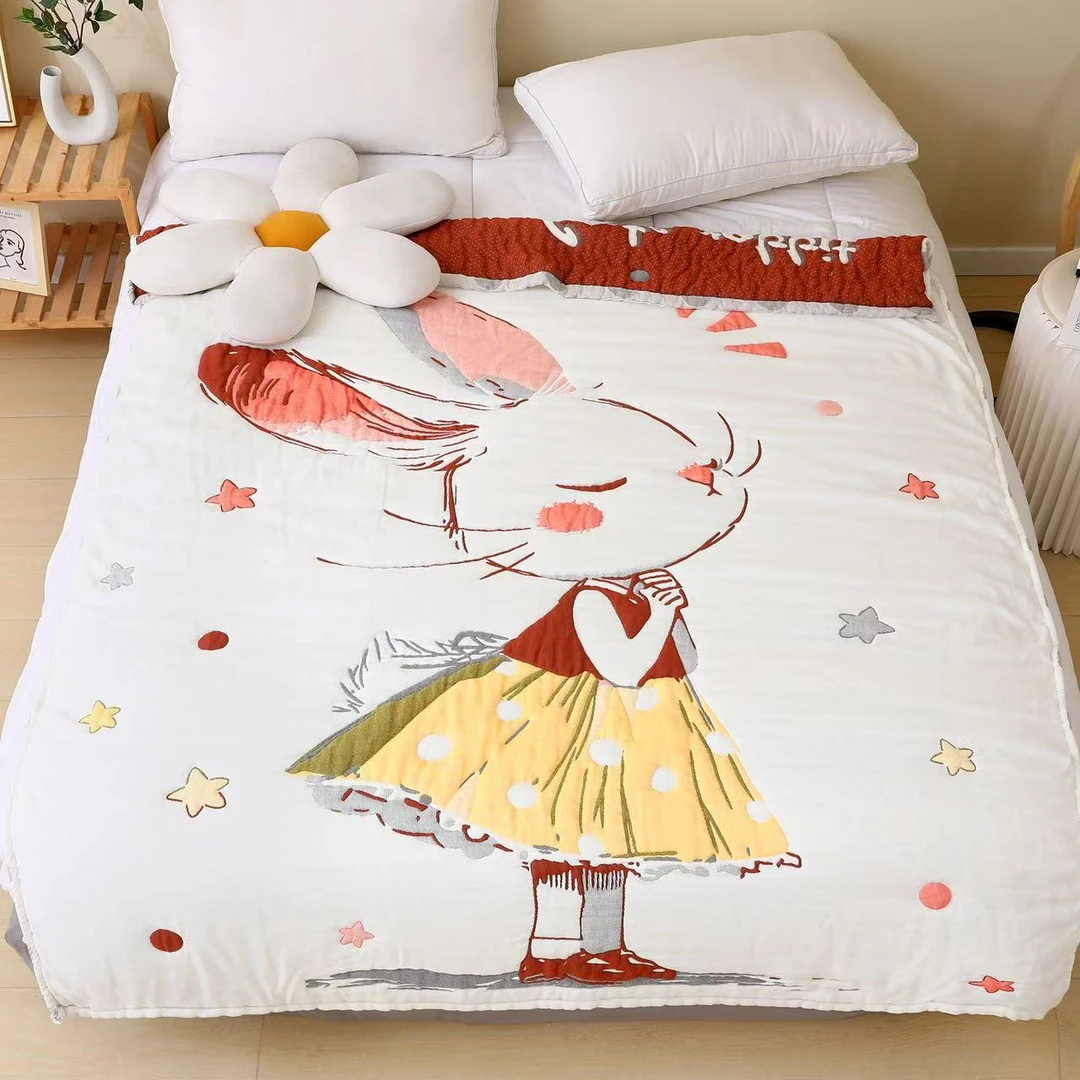 【可爱兔】120*150cm童被泡芙被棉精梳棉被亲肤柔软泡芙被