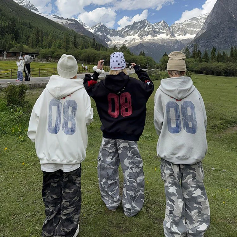 薄款加绒数字刺绣订标后包领纯棉华棉复合卫衣时尚ins百搭潮流