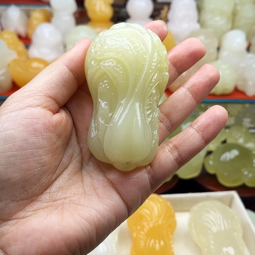 古***月石材白菜手把材料