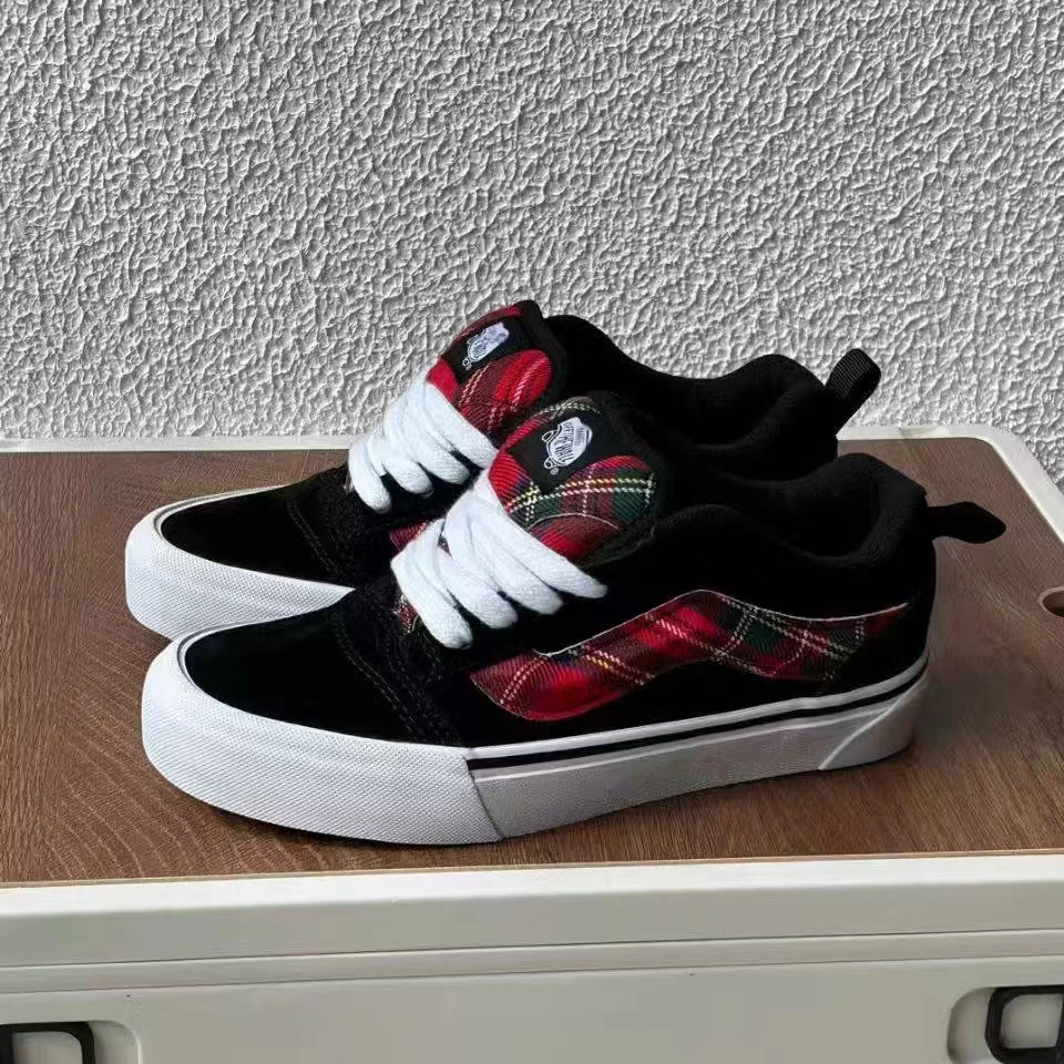 【高品质】新款knuskool美式街头胖胖面包棋盘格复古麂皮美式鞋子