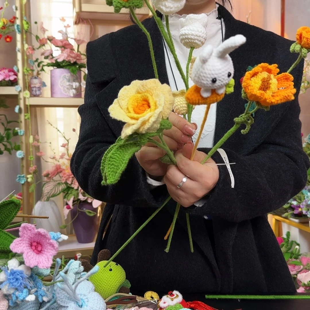 纯手工钩织钩织花束