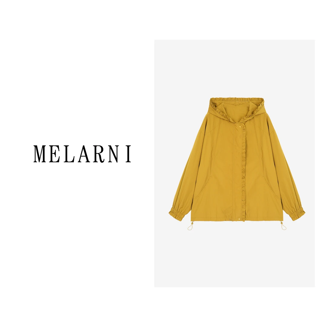 【MELARNI】长袖木耳边外套百搭春季宽松防风秋季梭织MLN11808