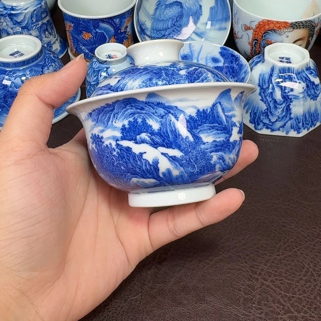 茶***叙现代景德镇陶瓷盖碗