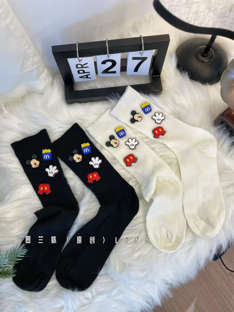 卡通米老鼠女中筒饰品装饰袜春夏ins潮网红个性时尚百搭中筒袜子